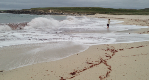 Surfing waves at Traigh S'Tir, Hosta Machair